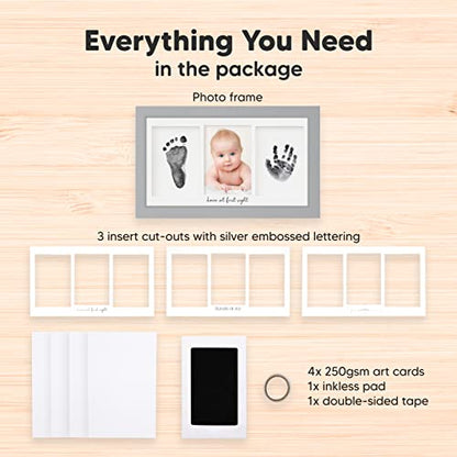 Inkless Hand and Footprint Kit, Boy Girl Newborn Keepsake (Cloud Gray) | No Mess Ink Pad for Baby Handprint, Clean Touch Paw Print Kit for Dog Picture Frame, Personalized Baby Christmas Shower Gifts - color: Cloud Gray
