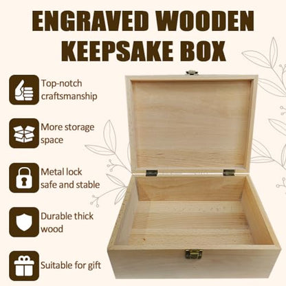 arricraft 1 Pc Wooden Memory Keepsake Box, Miscarry Memory Box with Hinged Lids for Baby Loss Memorial Gift Storage Box Keepsake to Store Photos Letters and Valuables 9.6x7.6x4inch