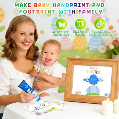 Baby Hand and Footprint Paint with Sponge Head, 2.54 fl oz, Non-Toxic & Acid-Free, Washable Baby Safe Paint for Newborn Keepsakes, Dog Nose & Paw Prints, Ideal New Mom Gift - Blue - color: Blue