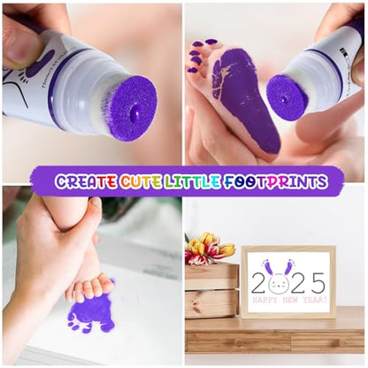 Baby Hand and Footprint Paint with Sponge Head, 2.54 fl oz, Non-Toxic & Acid-Free, Washable Baby Safe Paint for Newborn Keepsakes, Dog Nose & Paw Prints, Ideal New Mom Gift - Purple - color: Purple