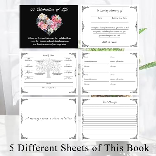 Fneral Guest Book Black Heart Tree Celebration of Life Guest Book Elegant 82 Pages Commemorative Book for Loss of Loved One Salute Book Memorial Service Album-Heart Flower - style: Heart Flower