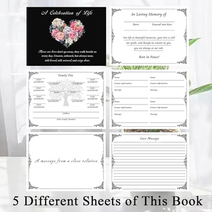 Fneral Guest Book Black Heart Tree Celebration of Life Guest Book Elegant 82 Pages Commemorative Book for Loss of Loved One Salute Book Memorial Service Album-Heart Flower - style: Heart Flower