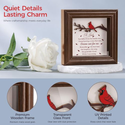 Cardinal Shadow Box Memorial Frame Sympathy Gift for Loss of Loved One - color: Cardinal - A Limb Has Fallen