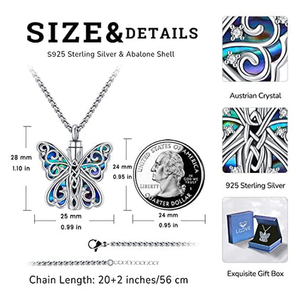 Urn Necklace for Ashes for Women/Men 925 Sterling Silver Cremation Jewelry w/Funnel Filler Memorial Jewelry Gifts - color: B-Butterfly 2, style: Non - Customized