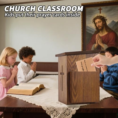 Prayer Request Box - Offering Boxes for Church, Cross Offering Box Collection Donation Charity Fundraising Box - color: Yellowish Brown