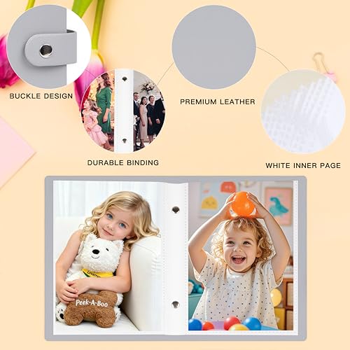Ruibytree 2 Pack Small Photo Albums 4x6 Pictures, 104 Photos Total, Grey - color: Grey