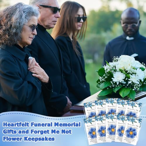 Giegxin 30 Sets Forget Me Not Gifts Bulk Crochet Flowers with Cards Remember Me Funeral Memorial Favor Loss of Loved One Celebration of Life Miscarriage Bereavement Grief Sympathy for Mother Women
