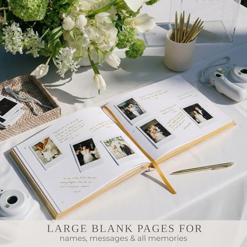 Beautiful Wedding Guest Book for Your Wedding Reception - Velvet Guestbook | Simply Elegant Guestbook to Sign in and Add Polaroid Photos - The Perfect Bridal Shower Guest Book for the Special Day - color: Beige