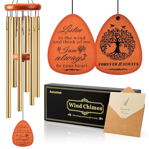 Memorial Wind Chimes for Loss of Loved One, Windchimes in Memory of a Loved One Outdoor Remembrance/Condolences/Sympathy/Bereavement Gifts for Loss of Mother Father Husband, 32" Gold - size: 32" Gold
