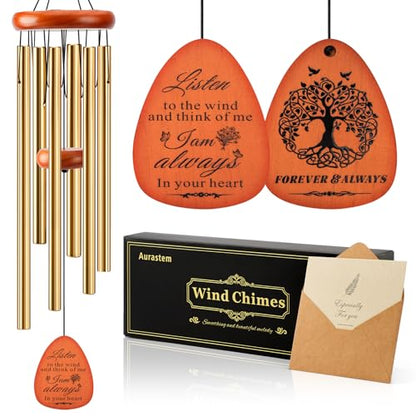 Memorial Wind Chimes for Loss of Loved One, Windchimes in Memory of a Loved One Outdoor Remembrance/Condolences/Sympathy/Bereavement Gifts for Loss of Mother Father Husband, 32" Gold - size: 32" Gold