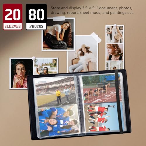 Small Photo Album 3.5x5 inch 80 Pictures PU Leather Photo Albums with Transparent Inner Pockets & Elastic Band for Wedding Boys Girl Travel Family Pictures - Cactus Moon - color: Cactus Moon, size: 3.5x5 Photo Album
