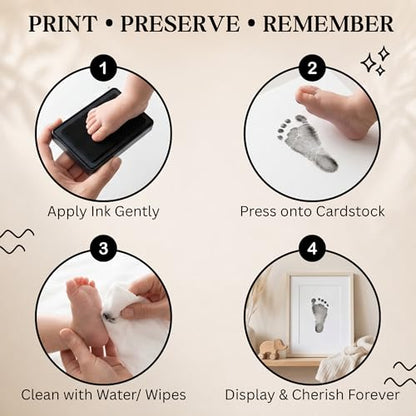 ReignDrop Baby Ink Pad for Hand and Footprints, Non-Toxic Acid-Free Keepsake Kit, Smudge-Proof Archival Ink Wipes Off Skin, for Scrapbook, Photo Album, Frames & Pet Paws, Baby Gift (Black) - color: Black