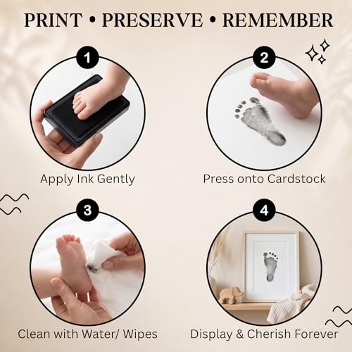 ReignDrop Baby Ink Pad for Hand and Footprints, Non-Toxic Acid-Free Keepsake Kit, Smudge-Proof Archival Ink Wipes Off Skin, for Scrapbook, Photo Album, Frames & Pet Paws, Baby Gift (Black) - color: Black