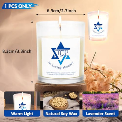 Yahrzeit Candles - Yahrzeit Memorial Candles, Memorial Bereavement Gifts for Loss of Loved One, Jewish Sympathy, Natural Soy Wax Hand Poured 7oz (White) - color: White
