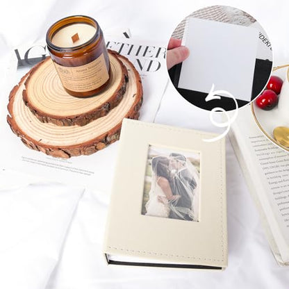 RECUTMS 4x6 Photo Album 100 Pockets Leather Small Albums for Family Beige | White Page, Hold 100 Vertical Photos, Travel Anniversary Wedding Picture Book, DIY Front Window, Birthday Graduation Gifts - color: Beige, size: 100 pockets