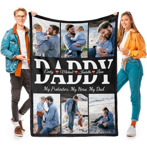 Printwoo Fathers Day Personalized Gifts for Dad from Daughter Son Gifts for Dad Custom Blankets with Photo, Personalized Photo Blankets Customized Blanket with Picture - color: 6 Photo-4