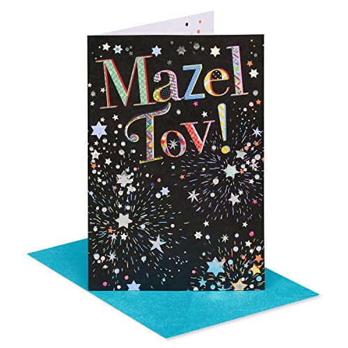 American Greetings Mazel Tov Congratulations Card (Every Bit of Happy) - color: Stars and Starbursts on Black