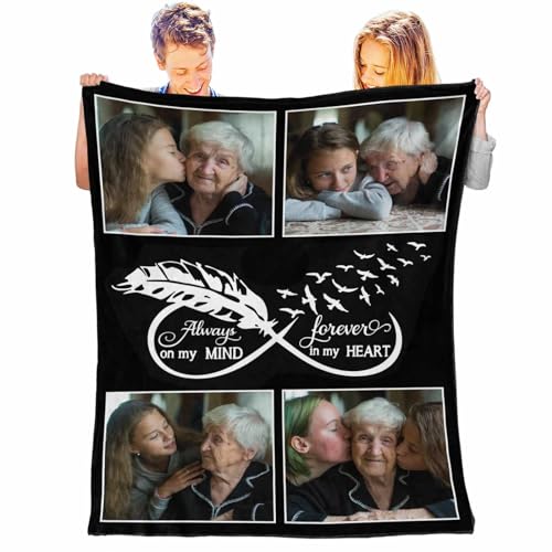 Personalized Memorial Throw Blanket with Photos - Custom Memory Blanket for Loss of Mother Father Custom Throw Blanket Using My Own Pictures, Multi Sizes - color: Color 20