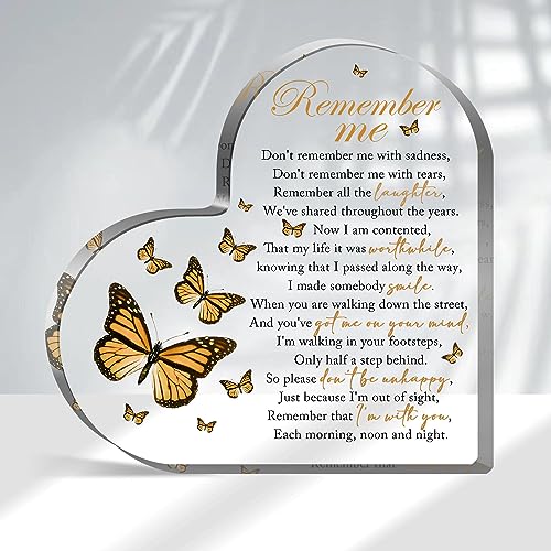 Acrylic Heart Shape Memorial Bereavement Gift Paperweight Remembrance Decorations Funeral Grief Condolence Memorial Ornaments for Loss of Loved One of Mother Father Sympathy Gifts - style: 020