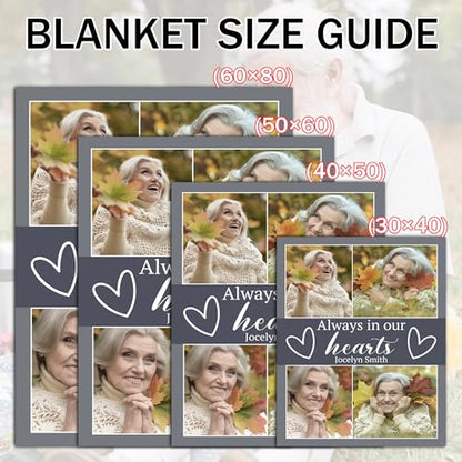 Custom Photo Memorial Blanket, Memorial Gifts for Loss of Loved One - color: Alawas in Our Heart