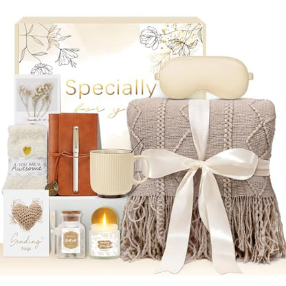 Mothers Day Get Well Gifts for Women Self Care Gift Basket - Birthday Gifts for Women Spa Care Package - Sympathy Inspirational Easter Day Gift Set for Her Mom Sister Friend Wife (Khaki) - color: Khaki