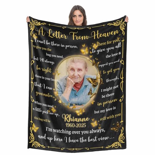 Custom Memorial Blanket with Photo - Sympathy Gift for Loss of Loved One - color: Style 23