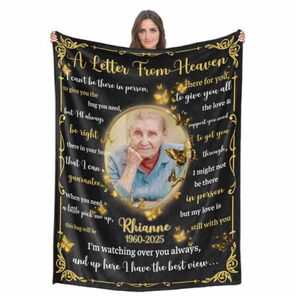 Custom Memorial Blanket with Photo - Sympathy Gift for Loss of Loved One - color: Style 23
