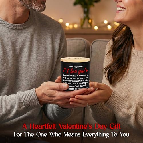 Anniversary Couple Gifts - Vanilla Lavender Candle 10 oz | Gifts for Him Her, I Love You Message, Long Lasting Burn, Soft Scented Glow, Glass Jar With Lid, Ready To Gift - color: I Love You