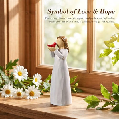 Emibele Angel Cardinal Figurine Sympathy Gifts for Loss of Loved One Women | Hand-Painted Resin Sculpted Figure with Red Cardinal, Sympathy Angel Figurines Statues Decor, Memorial Gift for Women - style: Angel Cardinal