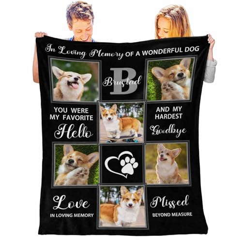 LOSARON Personalized Pet Memorial Blanket, Custom Sympathy Blankets Throws for Loss of Mother Father Grandma Grandpa Wife Husband Dog Grave Blankets for Cemetery Bereavement Gifts - color: 6 Photo Collage-4