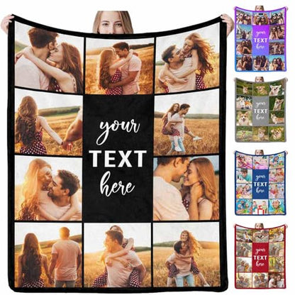 Customized Blanket with Picture Your Text Here 10 Photos Personalized Picture Blankets Personalized s for Adults Family Dad Mom Couples,Custom Photo Blanket Memorial s for Christmas Birthday - color: 10 Photo Collage