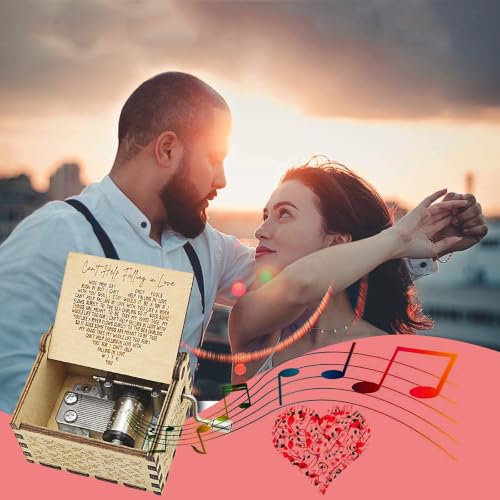 Can't Help Falling in Love Wood Music Box, Antique Engraved Music Boxes | Wooden Music Box Gifts for Lover, Boyfriend, Girlfriend, Husband,Wife (WOOD) - color: Wood