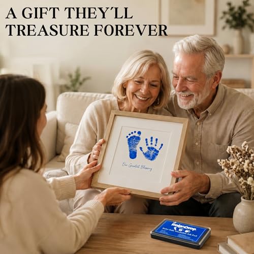 ReignDrop Baby Ink Pad for Hand and Footprints, Non-Toxic Acid-Free Keepsake Kit, Smudge-Proof Archival Ink Wipes Off Skin, for Scrapbook, Photo Album, Frames & Pet Paws, Baby Gift (Dark Blue) - color: Dark Blue