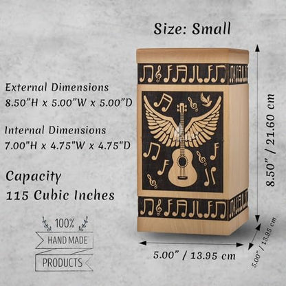 Guitar Wings Wooden Urn for Human Ashes, Medium 115 Cu in, Beechwood - color: Beechwood, size: Medium (115 lbs)