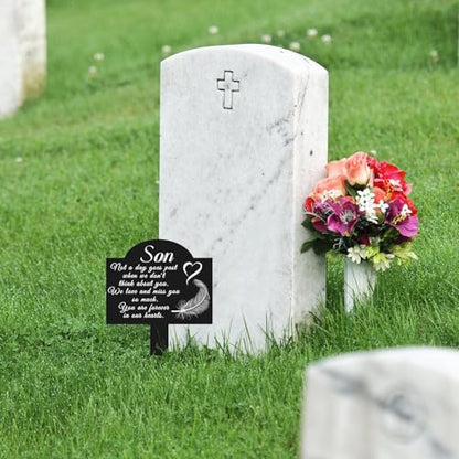 Oooct Memorial Grave Stake for Brother – 13.8 × 7.9 inch Metal Cemetery Decoration, Weatherproof Remembrance Marker with Pigeon & Love Design, Grave or Garden Tribute with Heartfelt Message