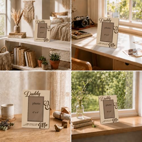 Daddy and Me Picture Frame Holds 4 x 6 Photo, Rustic Wooden Tabletop Display with Best Pals for Life Message, Sentimental Gift for Dad - color: Father15