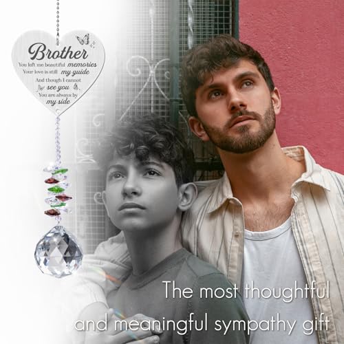 Sympathy Gifts for Loss of Brother,Brother in Heaven Ornaments, Memorial Crystal Suncatcher,Memorial Gifts for Loss of Brother,Christmas Tree Window Rainbow Maker Prisms Home Decor Gift - style: Brother