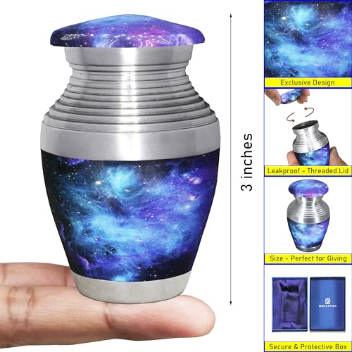 M MEILINXU Blue Galaxy Mini Urns for Human Ashes, Small Keepsake Urn - color: Blue, size: Small / Keepsake