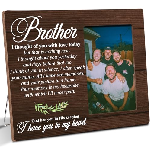 Brother Memorial Bereavement Wooden Picture Frame Gifts, Sympathy Gifts for Loss of Brother, Fits 4x6 Photo Frame - color: Brown-bro