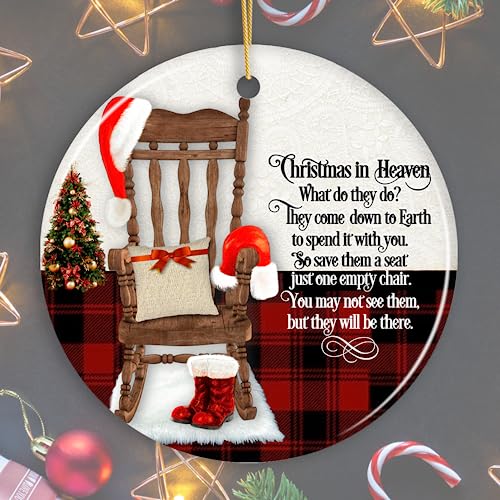 Memorial Themed Christmas Ornaments - Heaven Chair Quote Christmas Ornament - color: Heaven Chair Quote Christmas Ornament