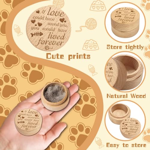CREATCABIN Pet Hair Keepsake Box Wooden Pet Mini Fur Memorial Box Dog Cat Hair Ashes Container Custom Pets Small Memorial Urn Loss Sympathy Gift for Storing Dogs Cats Hair Teeth Nails Ashes 2 x 1.6in - style: Heart fishbone