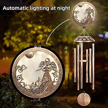 FSVGYY Solar Angel Memorial Wind Chime 33 Inch Deep Tone Outdoor - color: Angel Wind Chimes
