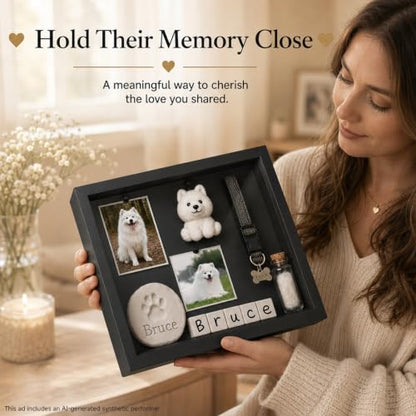 10.6 x 8.7 Inch Pet Memorial Shadow Box for Loss of Dog Cat Memorial Gifts | Frame Paw Print Kit Fur Keepsake for Ashes, Photos and Keepsakes, Memorial Gifts for Loss of Dog Pet Remembrance