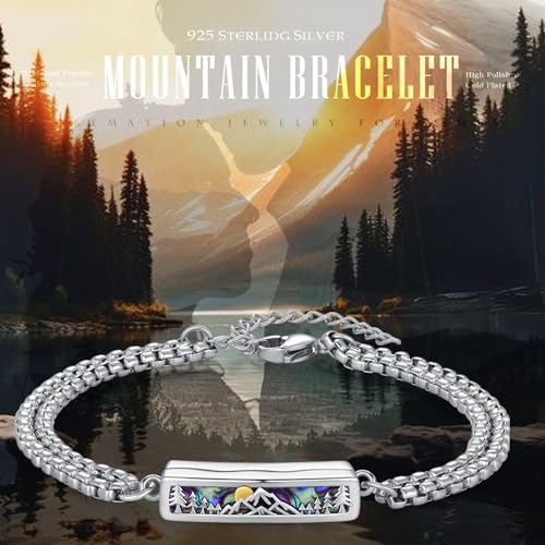 TUGHRA Ashes Bracelet for Women Urn Bracelet for Ashes 925 Sterling Silver Cremation Jewelry Memorial Gifts Keepsake Bracelet - style: Ashes Bracelet-bar-mountains-oxidation