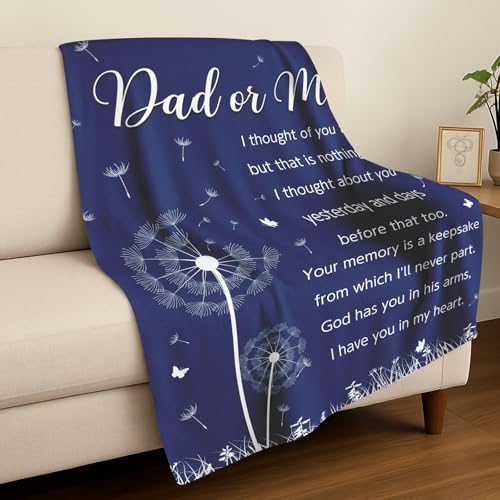 Ships Next Day, Custom Memorial Sympathy Gifts for Loss of Mom Dad Grandma Grandpa - Printed in USA, Hugs from Heaven Flannel Blanket, in Memory of Gifts, Condolence Bereavement Remembrance Gifts - size: customize now