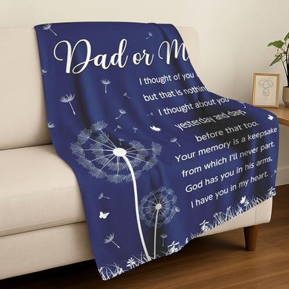 Ships Next Day, Custom Memorial Sympathy Gifts for Loss of Mom Dad Grandma Grandpa - Printed in USA, Hugs from Heaven Flannel Blanket, in Memory of Gifts, Condolence Bereavement Remembrance Gifts - size: customize now