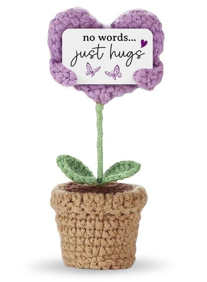 Sympathy Gifts for Loss of Loved One - Handmade Crochet Mini Heart Hugging, No Words, Just Hugs... Memorial Gifts, Bereavement Gift Idea for Loss of Mom, Dad, or Loved One