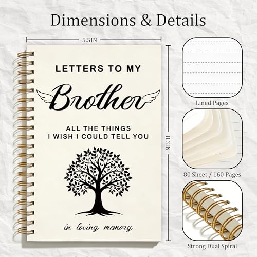 FTKBGHY Memorial Gifts for Loss of Brother Grief Journal Notebook, Sympathy Notebooks Gifts for Loss of Loved One, Bereavement Gift, Letters to My Brother Journal, 5.5x8.3 Inch - color: Colour-5