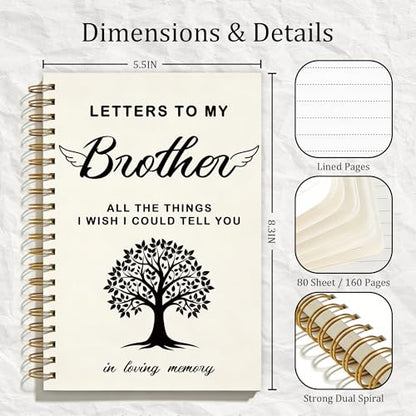 FTKBGHY Memorial Gifts for Loss of Brother Grief Journal Notebook, Sympathy Notebooks Gifts for Loss of Loved One, Bereavement Gift, Letters to My Brother Journal, 5.5x8.3 Inch - color: Colour-5