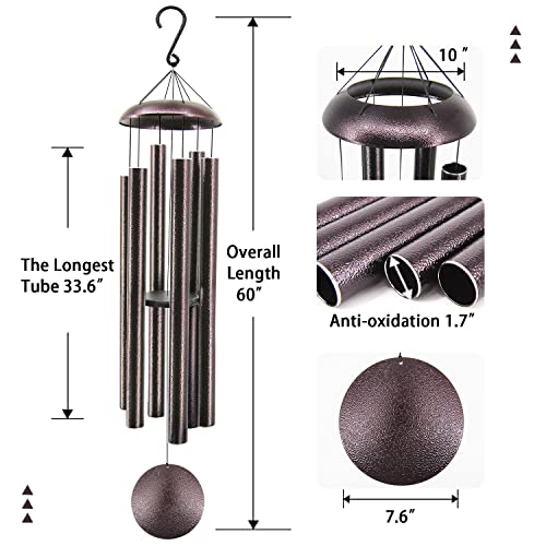 ASTARIN 60 in Extra Large Wind Chimes Outside - size: 60" Bronze